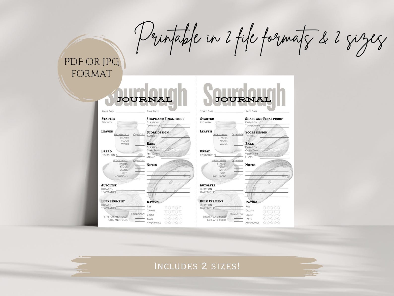 Baking Journal.pdf Printable Sourdough Baking Journal: Starter & Feeding Log (PDF/JPG) - Etsy