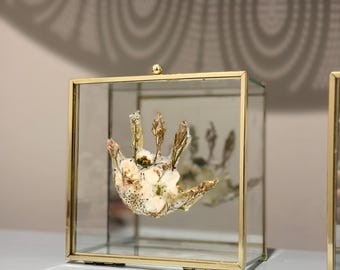 Sweet little handprints of your own littles made with real pressed flowers.