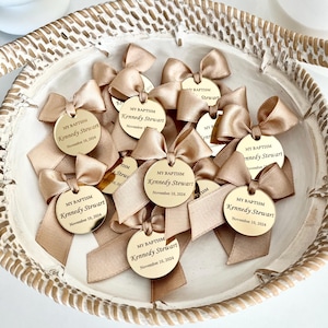 Personalized Gold Mirror Cross Tag: Christening Baptism Favor