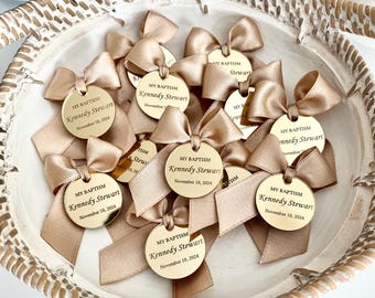Personalized Gold Mirror Cross Tag: Christening Baptism Favor