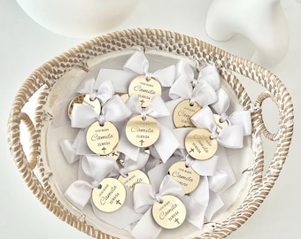 Personalized Gold Mirror Cross Favor Tag: Christening, Baptism Gift