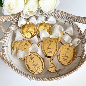 Gold Acrylic Mirror Wedding Tag, Thank You For Coming Tag, Wedding Name Tag, Valentines Day Tag, Personalized Gift Tag, Custom Mini Tag,