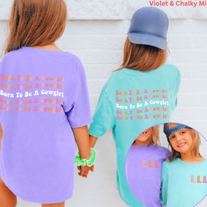 Retro western-cowgirlshirt voor meisjes country-western grafisch T-shirt Comfort kleuren Verjaardagscadeau Born To Be A Cowgirl-shirt