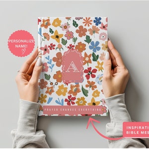 Diario de oración personalizado para mujeres, Cuaderno de fe personalizado, Diario de estudio bíblico, Lindo cuaderno diario de gratitud, Regalo devocional de estudio bíblico