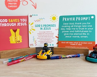 Kids Christian Prayer Cards, Teach Kids How to Pray, Bible Verse Scripture Memorization, God’s Promises Encouragement Gift for Children