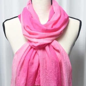 Hand-Painted Pink Cotton Scarf, Made in USA