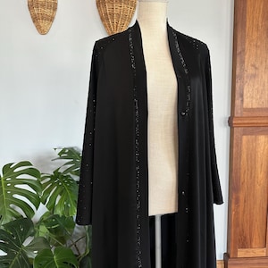 Black Modest Dubai Abaya with Bedazzled Sleeves, Women's Abaya, Bedazzled Black Abaya, Simple Abaya