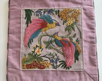 Pink colorful sparrow pillowcase
