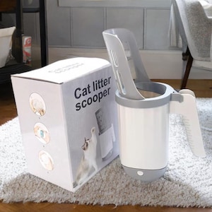 詰め替え用バッグ付き猫用トイレシャベルスコップ – ペット用フィルター掃除ツール | ゴミを簡単に処分できるセルフクリーニング猫用トイレアクセサリー