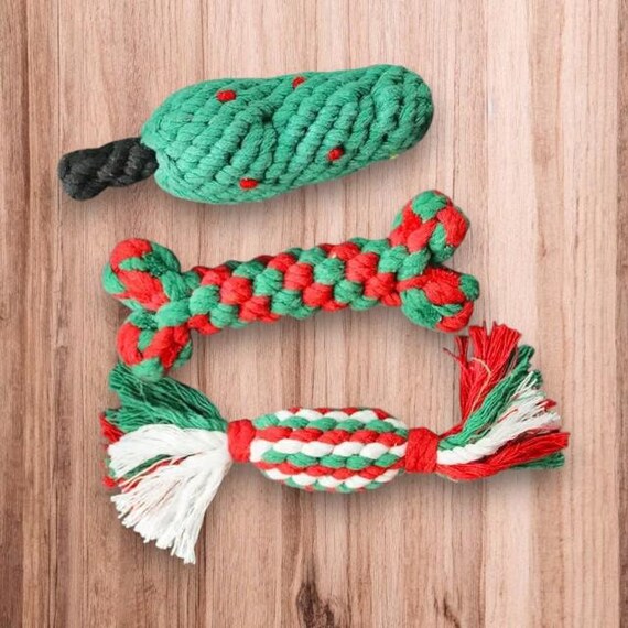 Giocattolo Per Cani A Forma Di Bastoncino Di Zucchero – 3 Pezzi Di Corda Per Natale Con Squittio Per Cuccioli