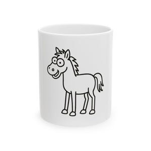 Playful Horse Ceramic Mug, Cute Coffee Cup, Animal Lover Gift, Fun Kitchen Decor, Present