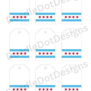 Chicago-vlag op witte tags (pdf-blad van 9, 2 x 3 inch, digitaal)