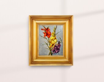 Gladiolas Oil Painting 8x10 (Fine Art, Framed, Original Artwork)