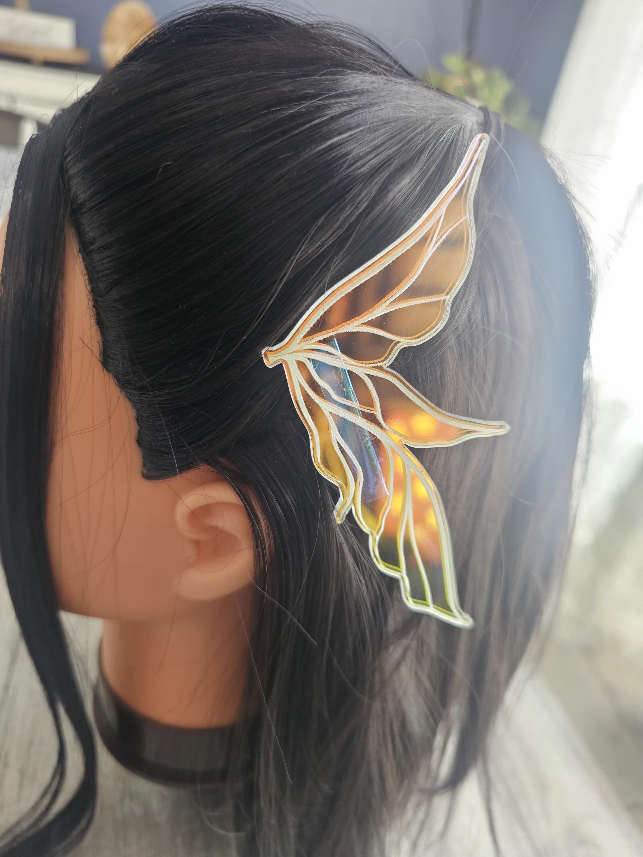 Iridescent Fairy Wings Hair Clips: Cosplay Alligator Clips  display picture 3