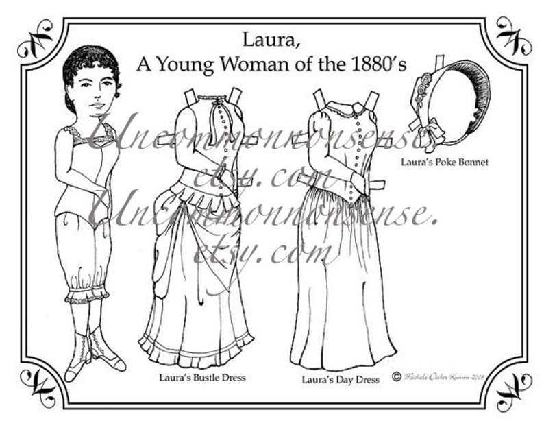Laura Ingalls Paper Doll To Color Adult Or Child S Etsy