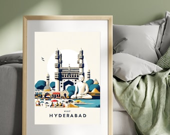 Besuchen Sie Hyderabad Travel Print, Indien Reise Poster, Sofortiger digitaler Download, Geburtstagsgeschenk, Home Geschenk, Hyderabad Poster, India Print