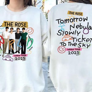 The Rose Once Upon AWRLD Tour in Us Shirt, The Rose 2025 World Tour Shirt, The Rose WRLD Road Map Tee, The Rose WRLD Album, The Rose Member