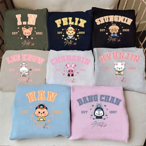 Stray Kids Members Sweatshirt, Stray Kids World Tour 2025 Gift, Stray Kids Kpop Chibi Shirt, Bang Chan, Lee Know, Felix, Han, Hyunjin, IN