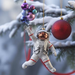 Personalized Astronaut Ornament, Space Christmas Ornament, Rocket Ornament, Solar System Gift, Outer Space Ornament, Astronaut Gift