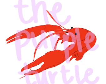 Crawfish Hand-drawn PNG Graphic, Southern Seafood Clipart
