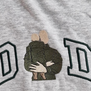 Embroidered Dad Sweatshirt, Custom Father Shirt with Embroidered Photo, Personalized Dad Gift, Custom Embroidery T-shirt for Him Husband