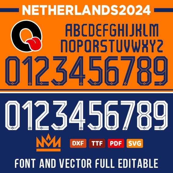 Font Netherlands Jersey Away Vector, Pdf, Svg, Ttf - Etsy