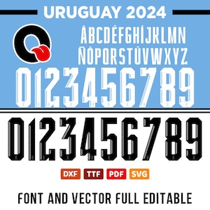 Font Uruguay jersey 2024 America vector, pdf, svg, ttf