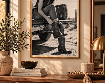 Cowgirl Boots Wall Art | Trendy Western Dorm Decor Aesthetic Poster Print