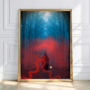Dark Forest Witch Print: Moody Gothic Home Decor (Digital Download)