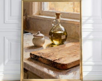 Olive Oil Kitchen Wall Art | Rustic Kitchen Decor | Vintage Food | Printable