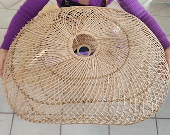 Handcrafted Rattan Pendant Light, Bohemian Wicker Lampshade
