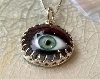 Eye necklace, Eye pendant, Evil eye jewelry, Layering Necklace, simple necklace, sterling silver necklace, funky necklace - look at me N2102