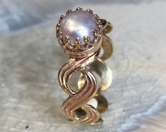 Anillo de perlas, Anillo de oro macizo, Anillo de corona, Anillo de compromiso, Anillo trenzado - Pure Love RG2610