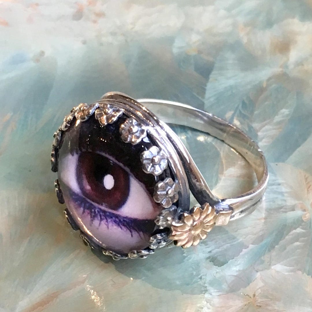 Eye Ring, Floral Ring, Statement Ring, Resin Ring, Evil Eye Ring, Boho ...