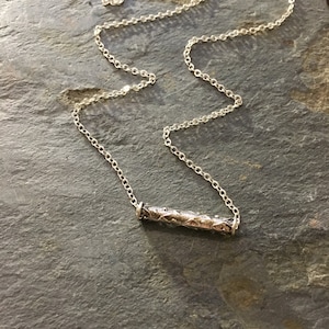 Silver tube necklace, Minimalist necklace, bar necklace, Layering Necklace, Gift for her, long bead pendant, Everyday Necklace - AFN 109
