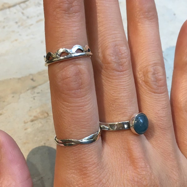 Minimale ring, Zilveren midi ring, Stapelring, Magere Ring, Stapelbare Ring, verstelbare Zilveren ring, sierlijke teenring - Sailing Away R2473