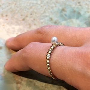 Pearl ring, Gold Filled ring, stacking ring, Birthstone ring, personalised ring, dainty ring, Brass stone ring - The Look Of Love R2467