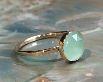 Jade ring, birthstone ring, Solid Gold ring, thin stacking ring, customised ring, dainty ring, simple stone ring - Thrill RG2482