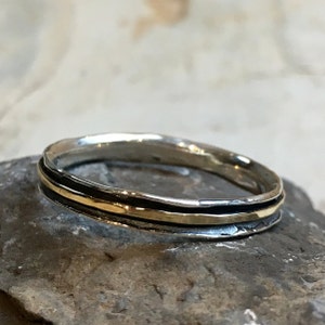 Skinny spinner Ring, Stacking Ring, wedding band, Minimal ring, Silver gold Ring, Stackable Ring, midi ring, dainty ring - Lucky Star R2462