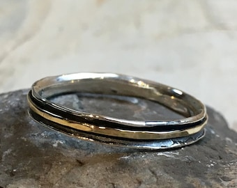 Skinny spinner Ring, Stacking Ring, wedding band, Minimal ring, Silver gold Ring, Stackable Ring, midi ring, dainty ring - Lucky Star R2462
