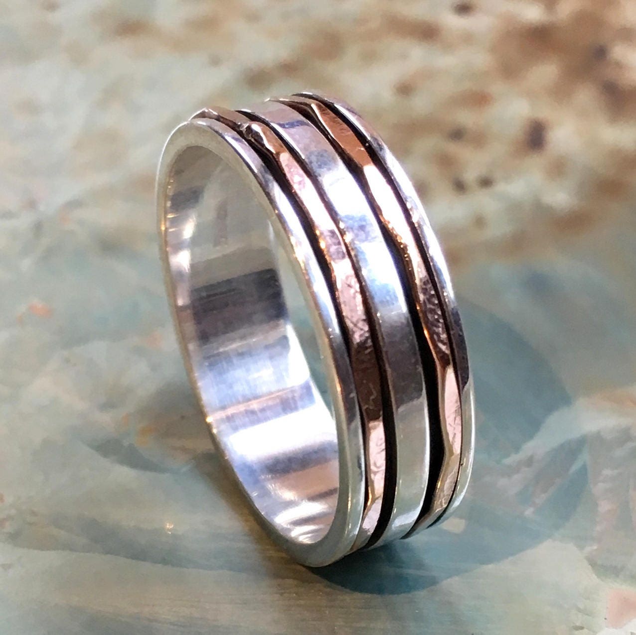 Skinny Spinner Ring, Stackable Ring, Minimal Silver Gold Ring, Wedding ...