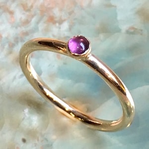 Amethyst ring, February birthstone ring, Gold ring, Gold Filled ring, stacking ring, custom ring, dainty ring, stone ring - So happy R2453