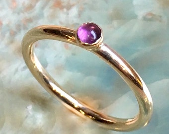 Amethyst Gold ring, February birthstone ring, Gold ring, stacking ring, custom ring, dainty ring, stone ring - So happy RG2453
