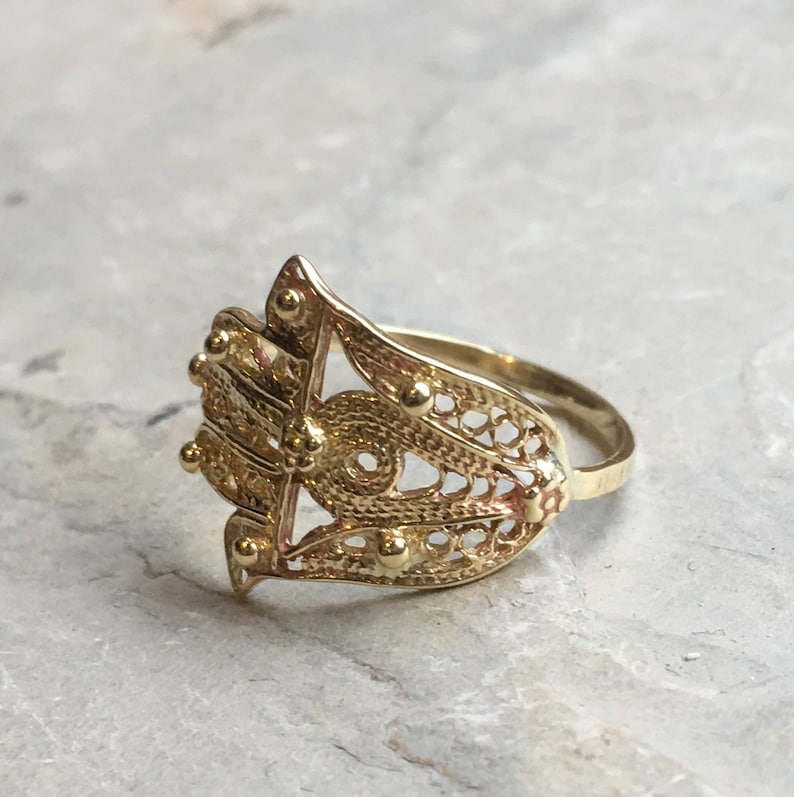 Hamsa ring, gold filled ring, brass hand ring, simple ring, dainty ring, statement filigree ring, against the evil eye Call me R2500 image 2
