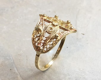 Gold Hamsa ring,  against the evil eye, Solid gold ring,  hand ring, simple ring, dainty ring, statement filigree ring - Call me RG2500