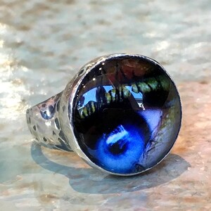 Eye ring, resin ring, silver ring, statement ring, evil eye ring, boho ring, kitch ring, statement ring, cocktail ring - The blue eye R2534