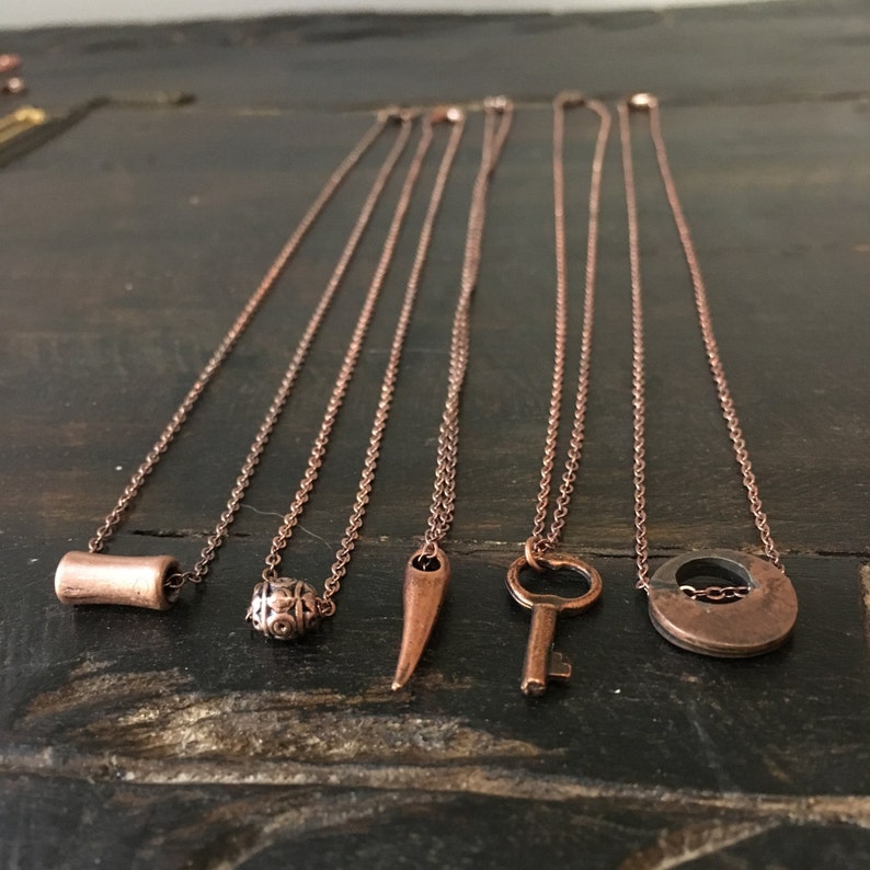 Minimalist Charm Necklace Layering Necklace Copper Necklace Etsy