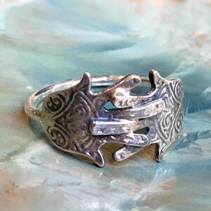 Hamsa-ring, handring i sterlingsilver, enkel handring, nätt ring, uttalande filigranring, mot det onda ögat - Handskakning R2537