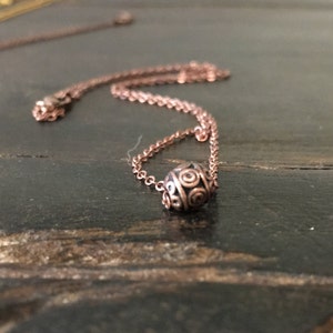 Copper bali bead necklace, dainty pendant, basic necklace, minimalist necklace, bead charm necklace, Layering Necklace, Gift  - AFN100-3