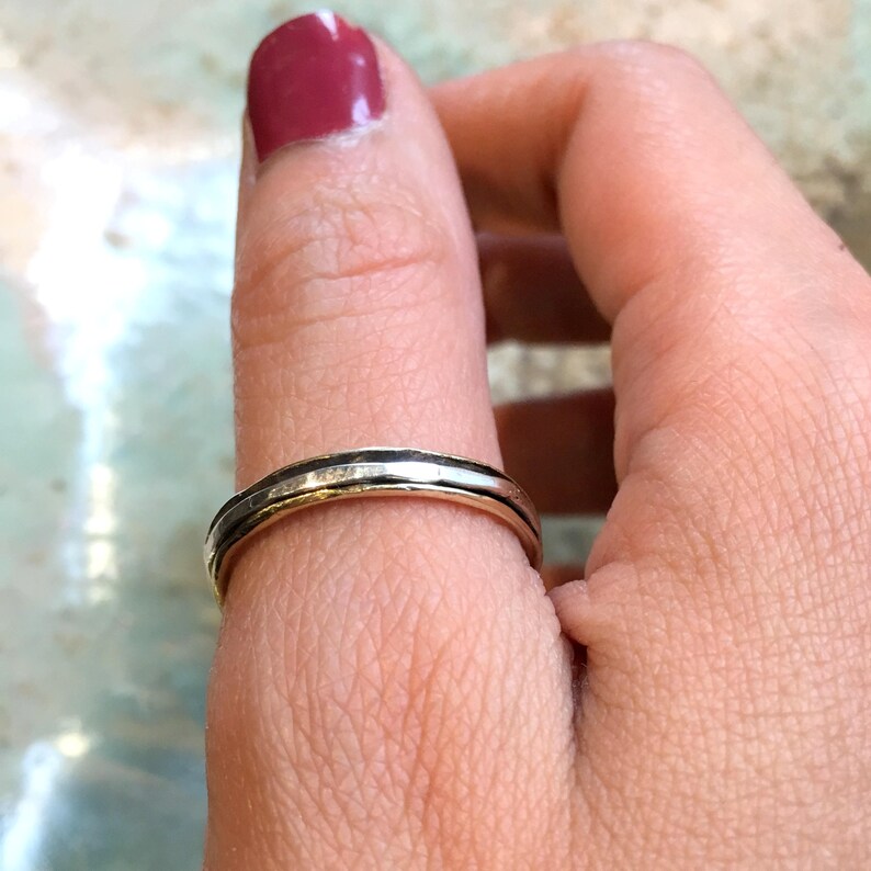 Stackable Ring, midi ring, dainty ring, Stacking Ring, wedding band, Skinny spinner Ring, Minimal ring, Silver Brass Ring Lucky one RK2523 image 4